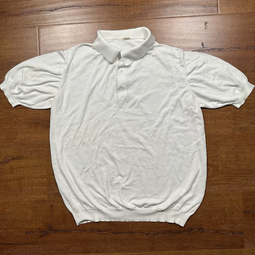 Malo Polo Shirt Mens M White Cotton Short Sleeve Italy Made Luxury Retro Money